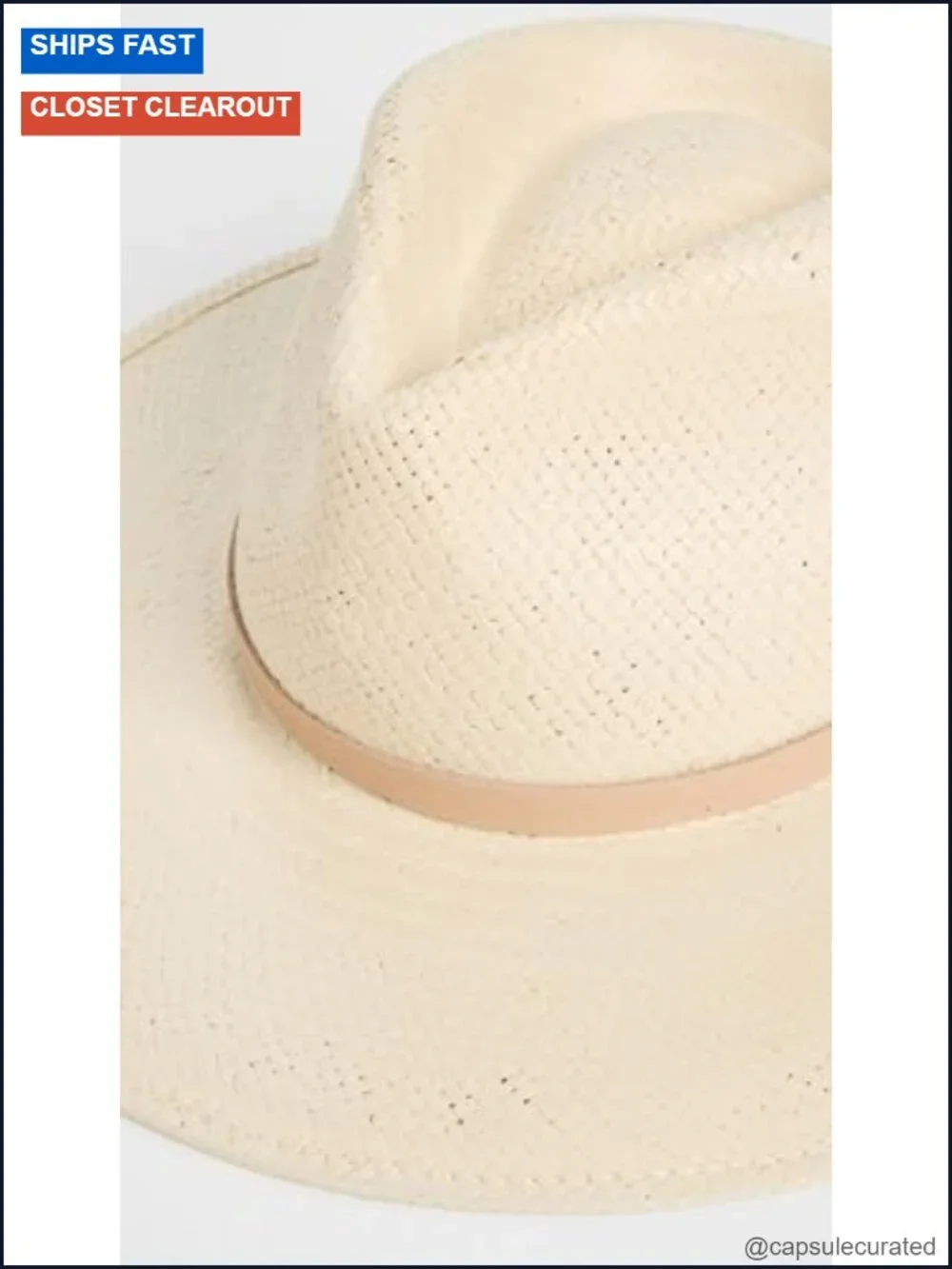 Woven Straw Fedora Hat with Nubuck Leather Band - Sun Hat